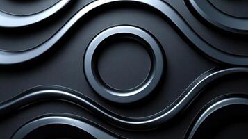 Abstract dark metallic waves background texture design photo
