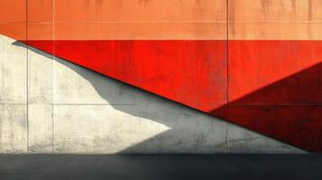 Abstract red and orange wall, concrete, shadows, urban background, design texture photo