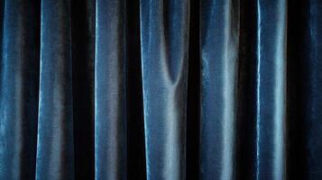 Blue velvet curtains texture, draped fabric background photo