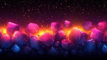 Glowing crystals, fiery background, cosmic dust, game design photo