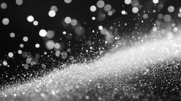 Sparkling glitter texture, dark background, bokeh lights, abstract design photo