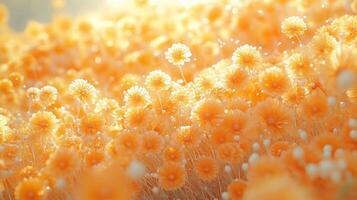 Orange flowers field, sunrise, bokeh, nature, background, website photo