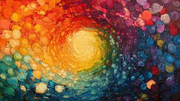Colorful swirling vortex painting, abstract art, vibrant hues, texture background photo
