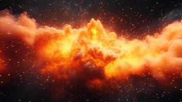 Fiery cosmic explosion, nebula background, space scene, VFX photo