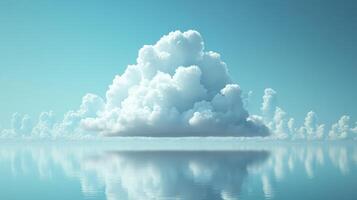 Calm ocean, single cumulus cloud, serene sky, peaceful background, ideal for relaxation themes photo