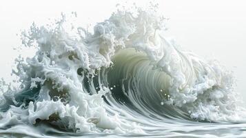 Ocean wave, crashing, white background, abstract, design photo