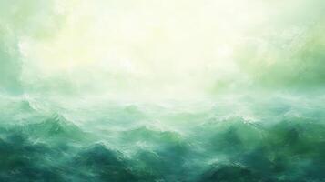 Turbulent ocean waves, misty sunrise, hopeful sky, calming background, ideal for relaxation photo