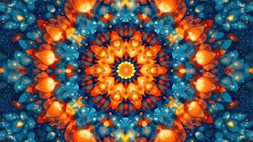 Colorful fractal mandala art, cosmic background, digital illustration, website design photo