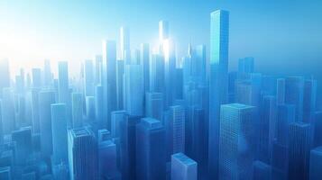 Cityscape sunrise, aerial view, urban development, modern architecture, business background photo