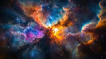 Cosmic Nebula, vibrant colors, stellar birth, deep space background, science education photo