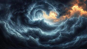 Dark swirling clouds, fiery light, abstract art, fantasy background photo