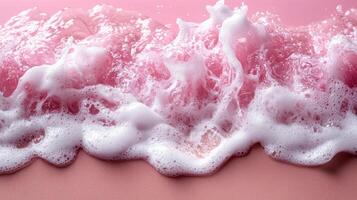 Pink wave foam texture, beach background, summer, abstract photo