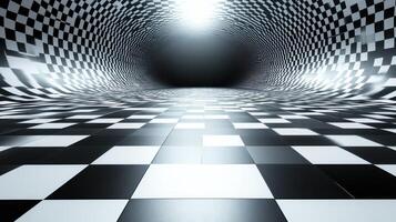 Checkered tunnel, perspective, light, speed, racing, abstract, background, design photo