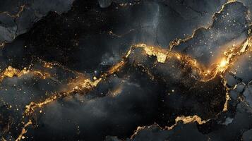 Gold veins in dark marble, cosmic background, luxury texture, design photo