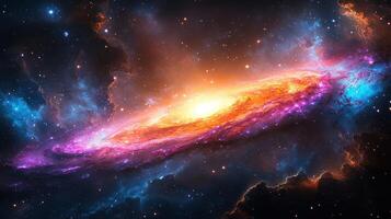 Cosmic Spiral Galaxy, vibrant nebula, stellar dust, space exploration background photo