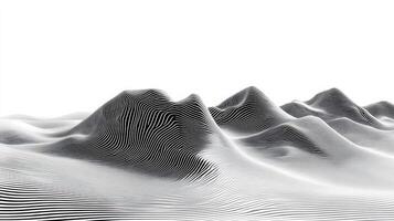 Abstract grayscale mountain range, digital art, white background, design element photo