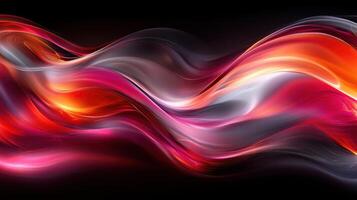 Abstract red and orange wave motion, dark background, digital art, website banner photo