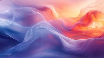 Abstract colorful flowing fabric, sunset backdrop, design element photo