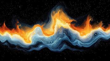 Cosmic fire and ice swirl, space background, abstract art, website banner photo