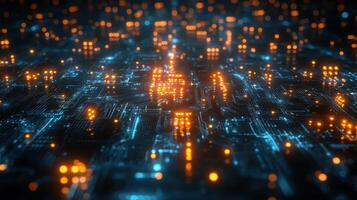 Illuminated Circuit Board, Data Flow, Technology, Abstract Background photo