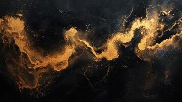 Golden swirls in dark space, cosmic abstract background, design element photo