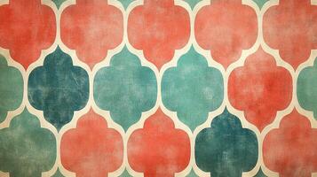 Teal and coral geometric pattern background texture photo