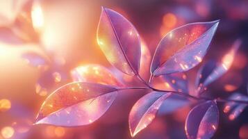 Sunlit leaves, glowing branch, bokeh background, nature scene, website banner photo