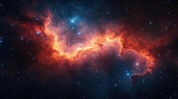 Cosmic Nebula Fiery Red and Blue Gases in Space photo