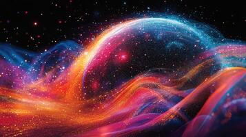 Cosmic planet, swirling nebula, space background, science fiction, digital art photo