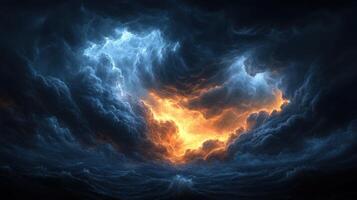 Fiery storm cloudscape, dramatic sky, apocalyptic background, fantasy art photo