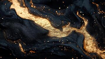 Golden and black abstract art, swirling texture, luxury background, design element photo