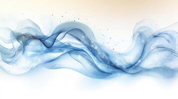 Blue Abstract Waves, Sparkling Dust, White Background, Design Element photo