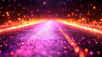 Glowing particle road, futuristic background, abstract design photo