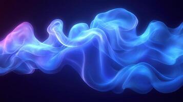 Abstract blue light wave, dark background, energy flow, digital art, website banner photo