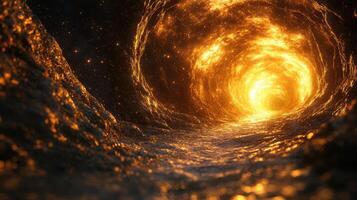 Fiery vortex tunnel, cosmic background, fantasy portal photo