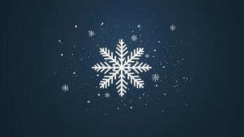 Winter snowflake falling, dark background, holiday card photo