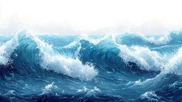Ocean waves crashing, sea, water, nature, background, for website design photo