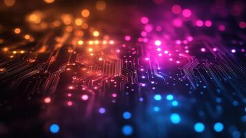 Illuminated Circuit Board, Technology, Abstract Background photo
