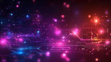 Abstract digital circuit board glowing, technology background photo