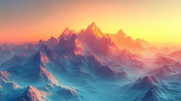 Majestic sunset over snow-capped mountains photo