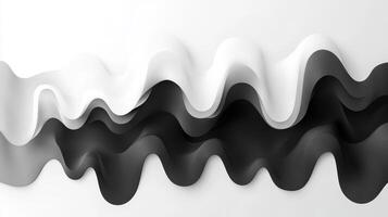 Abstract black and white waves, flowing design, background, website banner photo
