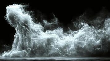Ethereal smoke plume, dark background, abstract art, design element photo