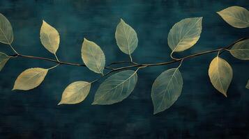 Autumn branch, leaves, dark background, nature, design photo