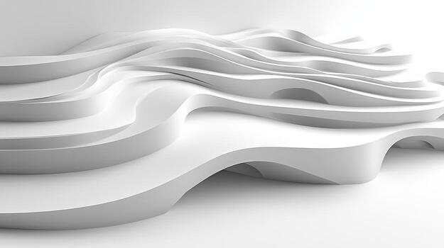 Abstract white waves, flowing curves, modern background, design element photo