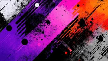 Abstract colorful diagonal stripes, grunge texture background, design element photo