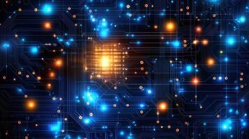 Glowing Circuit Board, Data Network, Technology, Abstract Background, Website Design photo