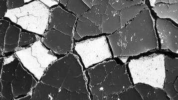 Cracked paint texture, black and white, grunge background, design element photo