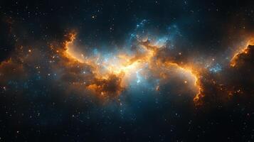 Cosmic Nebula Orange and Blue Gas Clouds Collide in Space photo