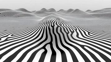 Abstract black and white striped landscape, digital art, background photo