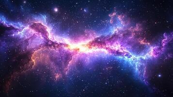 Cosmic Nebula Purple and Blue Gas Clouds in Space photo